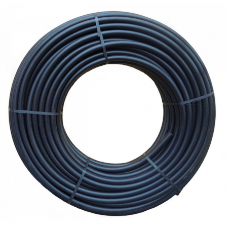 ПЭ / труба полиэтиленовая питьевая d.32 черная с синей полосой (толщина стенки 2 мм), РБ