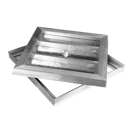 Алюминиевый напольный люк с рифлёной поверхностью и со съёмной крышкой Премиум Лайт 90х90