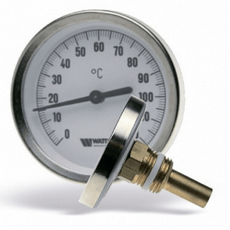 Термометр биметаллический аксиальный с погружной гильзой (1/2" НР)