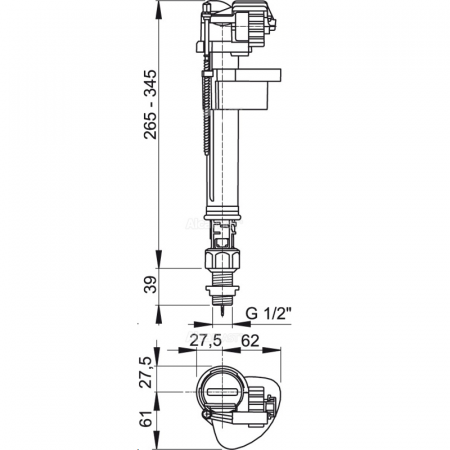A18 1/2" / Впускной механизм с нижней подводкой 1/2" с металлической резьбой, Alcaplast