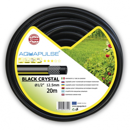 BLACK CRISTAL / Шланг усиленный каучуковым покрытием 5/8" (15мм), черный, Aquapulse (FITT)