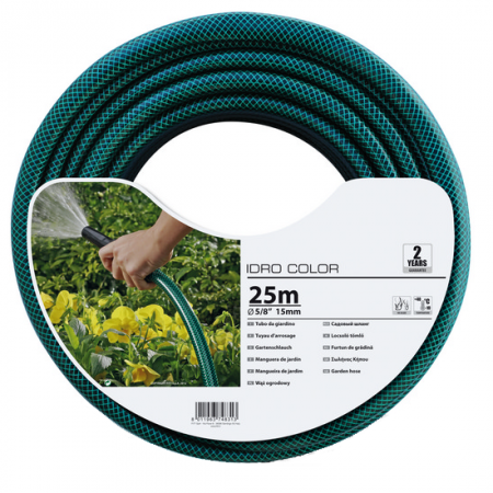 IDRO COLOR / Шланг ПВХ армированный 3-х слойный 5/8" (15мм), зеленый, Aquapulse (FITT)