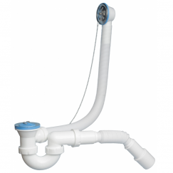 1520 / Сифон для ванны U-образный с выпуском  и переливом 70 мм, с гибкой трубой 40х40/50, NOVA