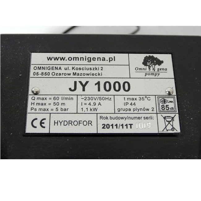 Насос-гидрофор (станция водоснабжения) Omnigena JY-1000/100 с баком 100л