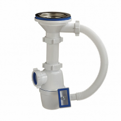 А-4007 / Сифон бутылочный 3 1/2 х 40 для мойки шир. выпуск, с переливом, ОРИО