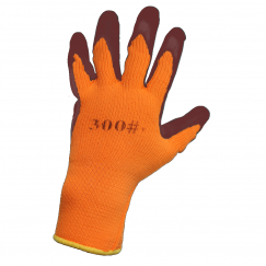 Перчатки акриловые со вспененным латексным покрытием  ладони и кончиков пальцев (оранжевые)