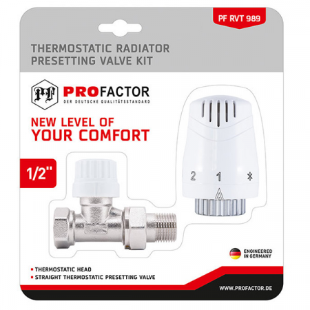 Комплект термостатический для радиатора прямой 1/2", ProFactor PFRVT989