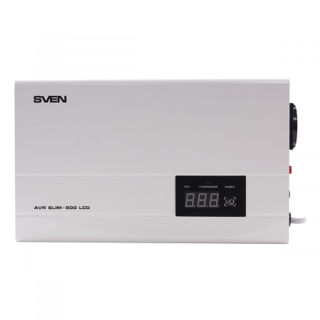 Стабилизатор напряжения 500 ВА SVEN SLIM-500 LCD  релейный однофазный