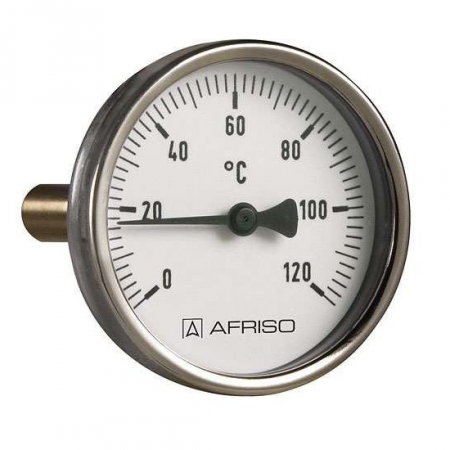 Термометр биметаллический BITh 63, 0-120С, вкладка 40 мм 1/2" аксиальный, AFRISO