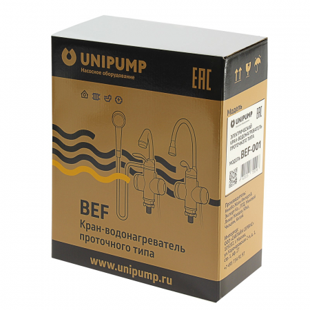 Кран-водонагреватель проточного типа BEF-001 C19, UNIPUMP
