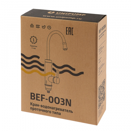 Кран-водонагреватель проточного типа BEF-003N (нержавейка), UNIPUMP