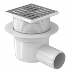 TQ5602 / Трап горизонтальный регулируемый d.50, реш.10х10мм нерж., сухой затвор, Ани Пласт