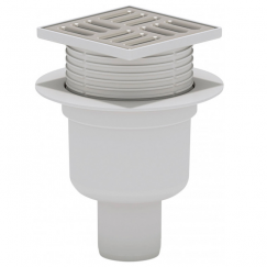 TQ5702 / Трап вертикальный регулируемый d.50, реш.10х10мм нерж., сухой затвор, Ани Пласт