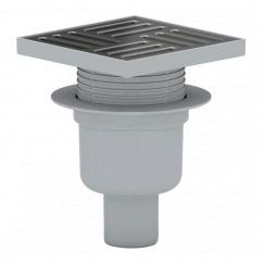 TQ5712 / Трап вертикальный регулируемый d.50, реш.15х15мм нерж., сухой затвор, Ани Пласт