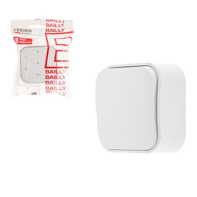 806001 / Выключатель 1 клав. (открытый, до 10А) белый, LEIDEN ELECTRIC