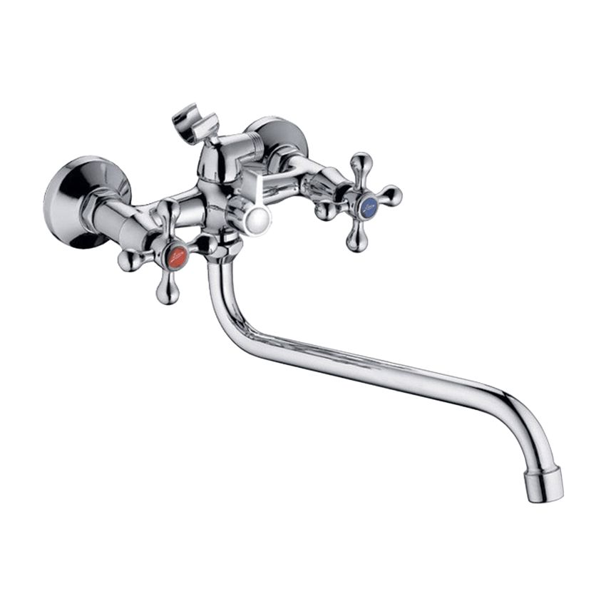 L2308 /Смеситель для ванны двухвентильный с дл. изливом, латунь, хром,  LEDEME