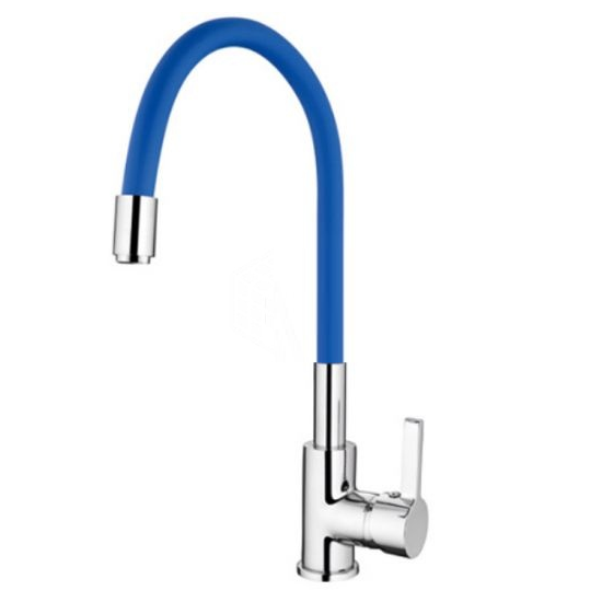 L4898-6 / Смеситель для кухни однорычажный D35, гибкий излив, синий, LEDEME