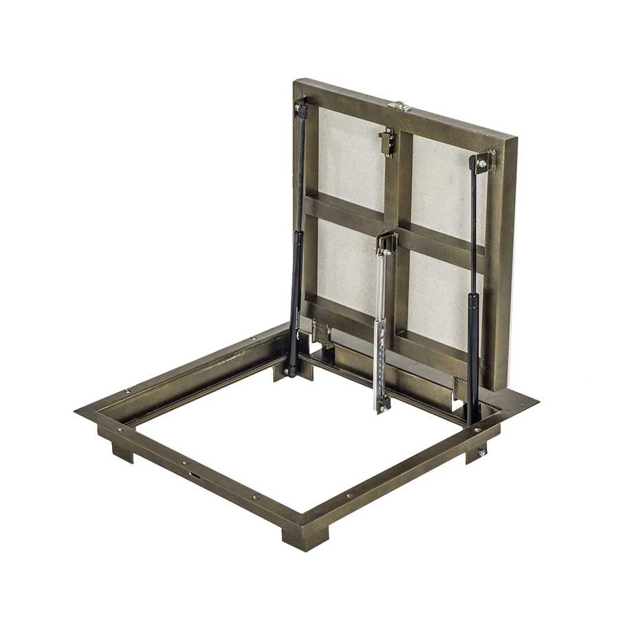 Стальной напольный люк с амортизаторами ЛНСЭ 600х600