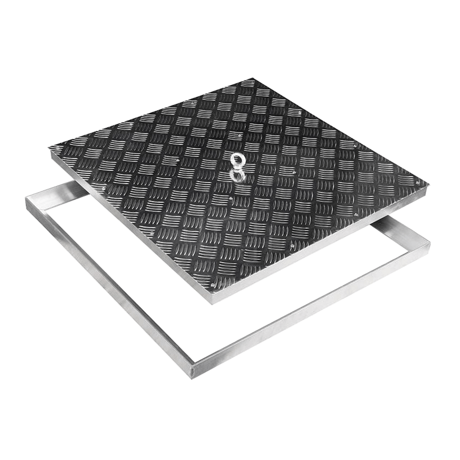 Алюминиевый напольный люк с рифлёной поверхностью и со съёмной крышкой Компакт Лайт 40х40