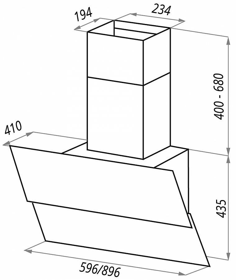 габариты вытяжки MAUNFELD Plym 60