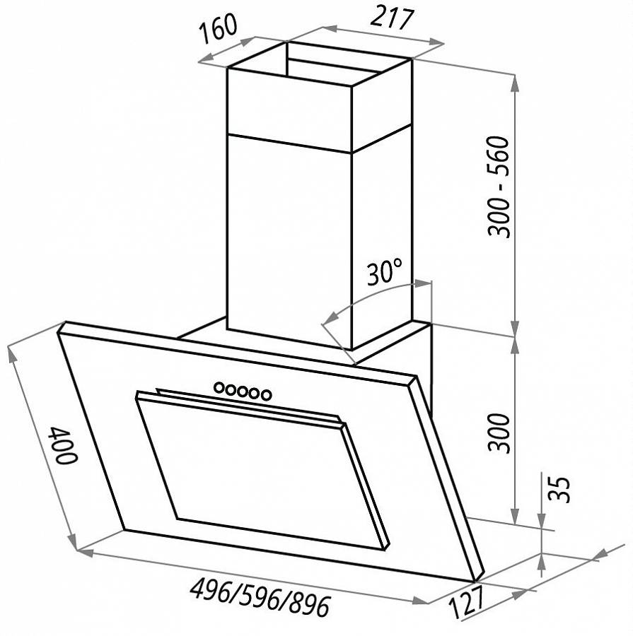 габариты вытяжки MAUNFELD Tower Gs 50