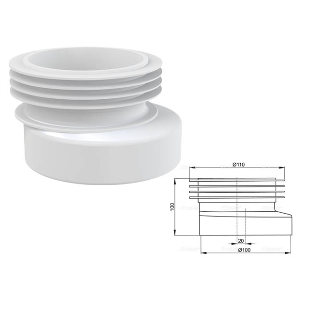 A990-BL-01 / Манжета для унитаза эксцентрическая, Alcaplast