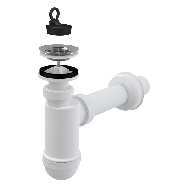 A410 / Сифон для умывальника DN32 с нержавеющей peшeткой, AlcaPlast