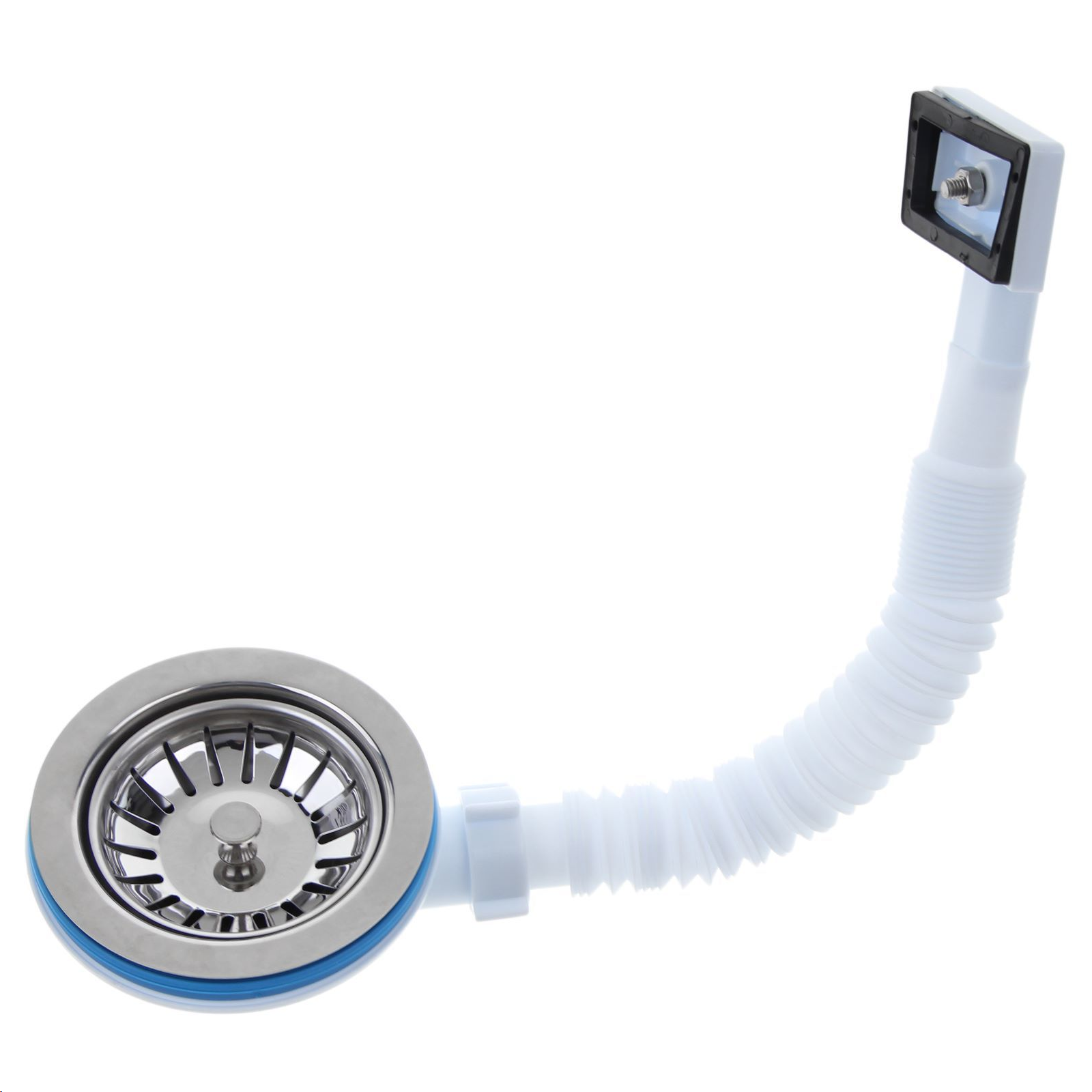 N305S / Перелив гибкий для мойки с прямоугольным вертикальным корпусом, Ани Пласт