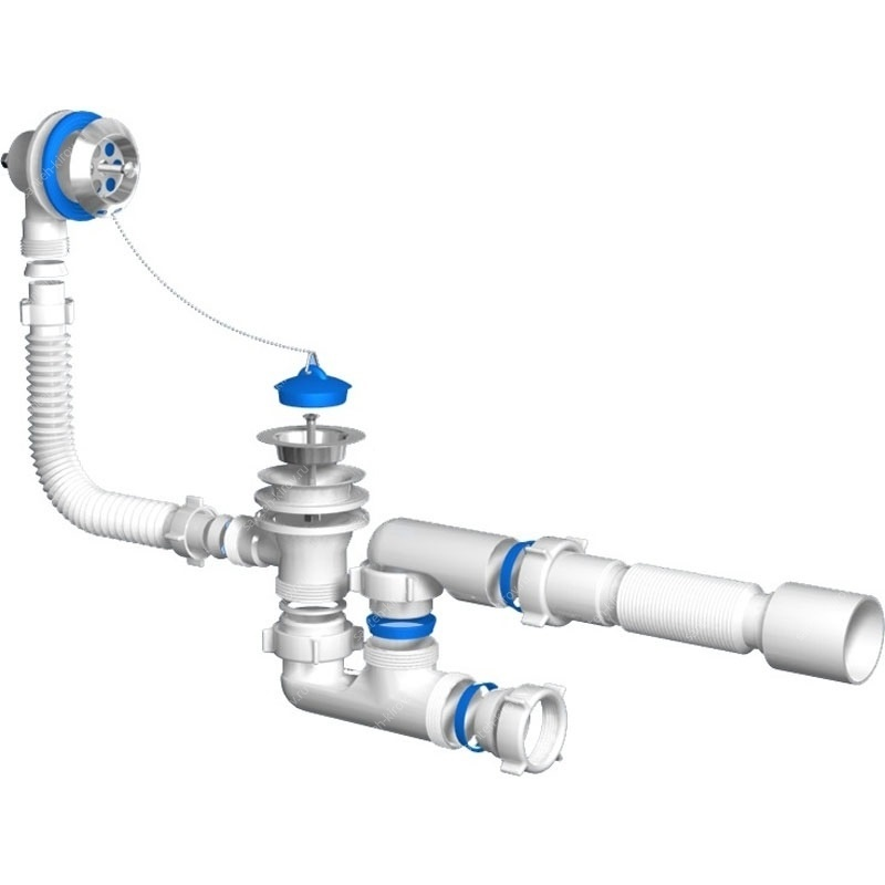 E055 Сифон для ванны с выпуском и переливом 1 1/2