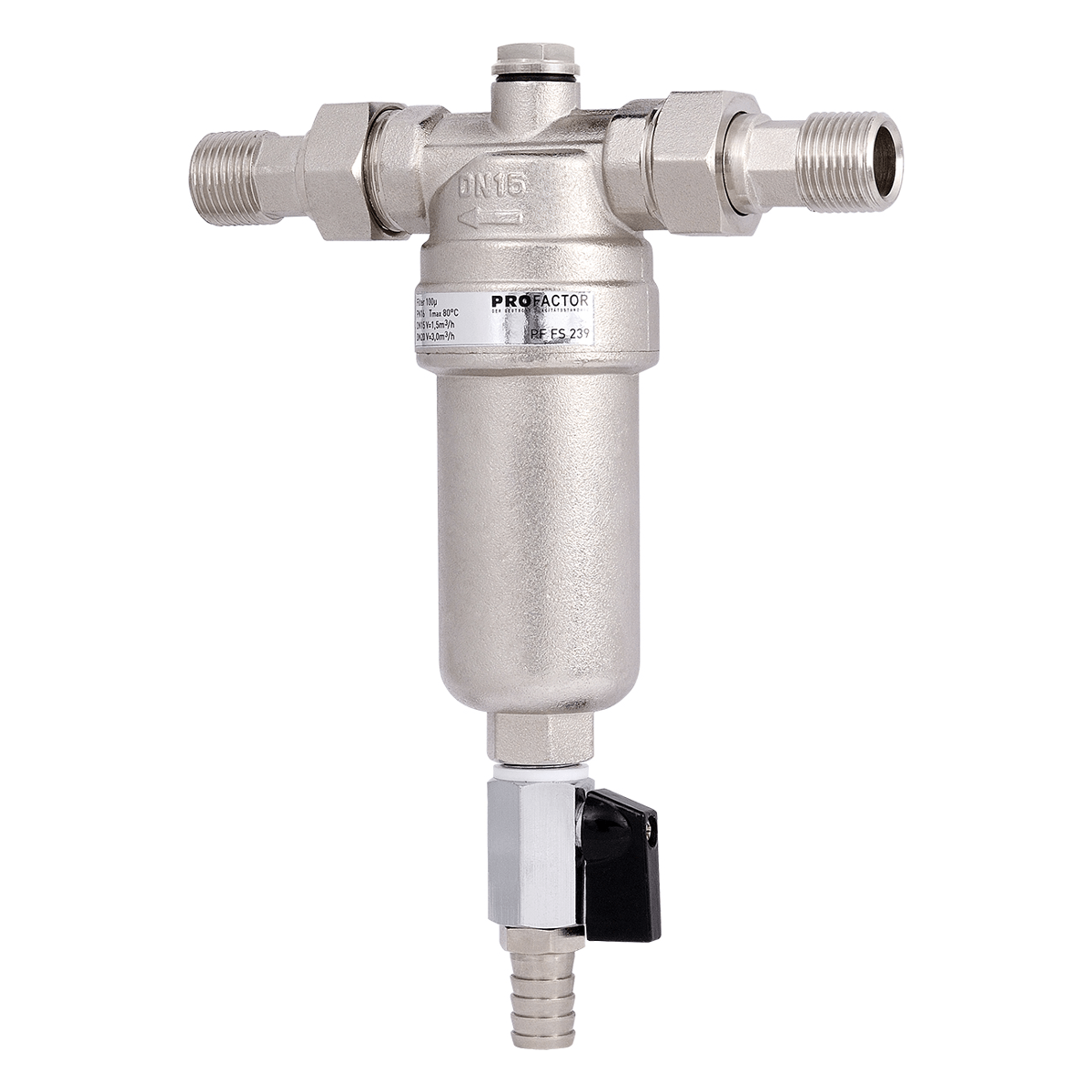 Фильтр промывной с латунной колбой PROFACTOR 1/2
