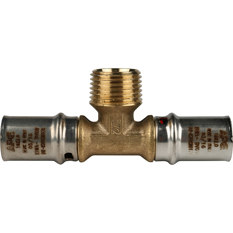 Тройник APE переходной с наружной резьбой 16*1/2*16 (пресс-фитинги)