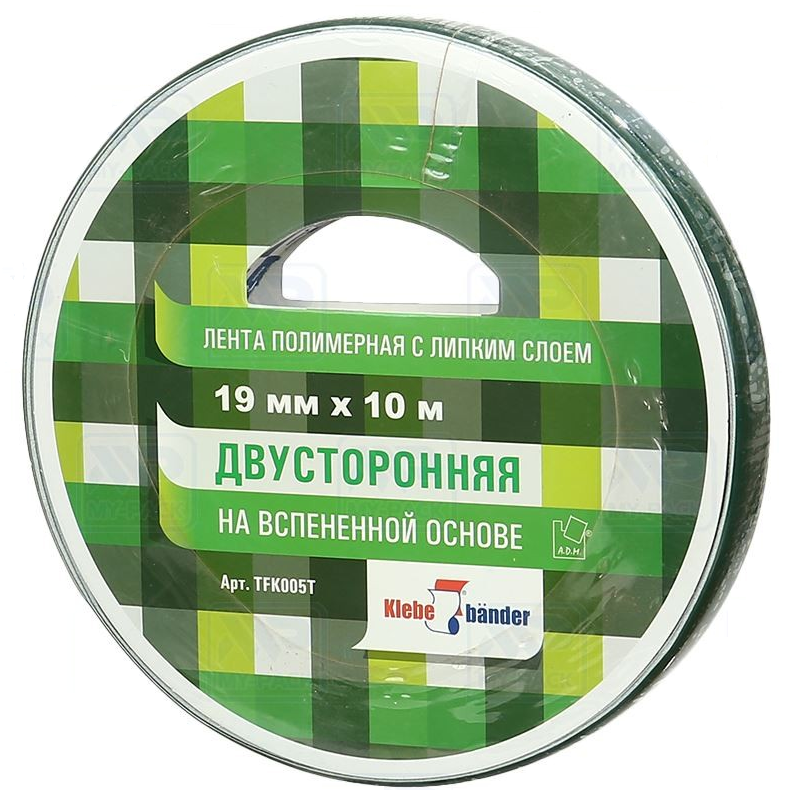 Клейкая лента двухсторонняя вспененная (скотч), 19 мм х 10 м, Klebebander