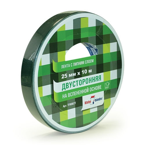 Клейкая лента двухсторонняя вспененная (скотч), 25 мм х 10 м, Klebebander