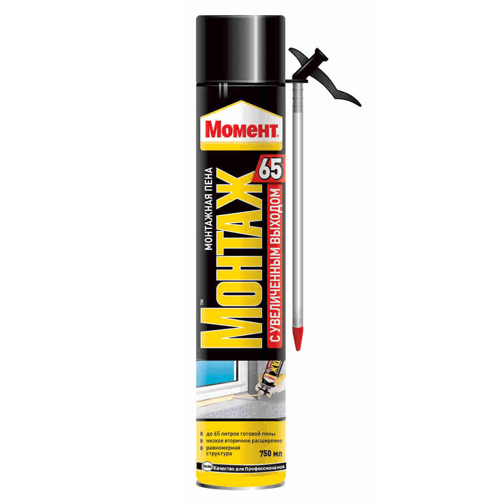 Пена монтажная бытовая МОМЕНТ 65 Стандартная с турбонасадкой