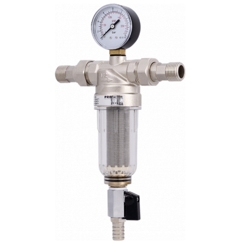Фильтр промывной с манометром для холодной воды PROFACTOR 3/4
