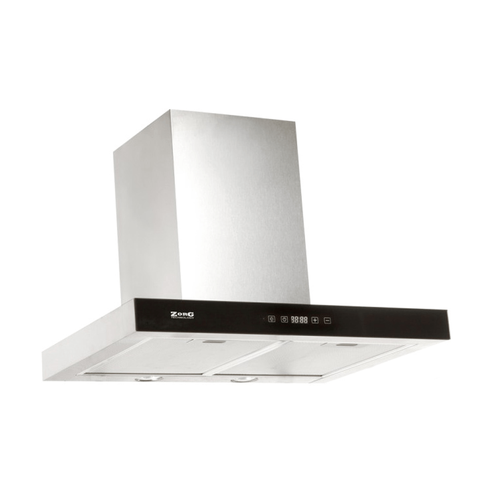 Вытяжка ZorG technology Stels 1000 90 S, нержавеющая сталь + черное стекло, 90 см