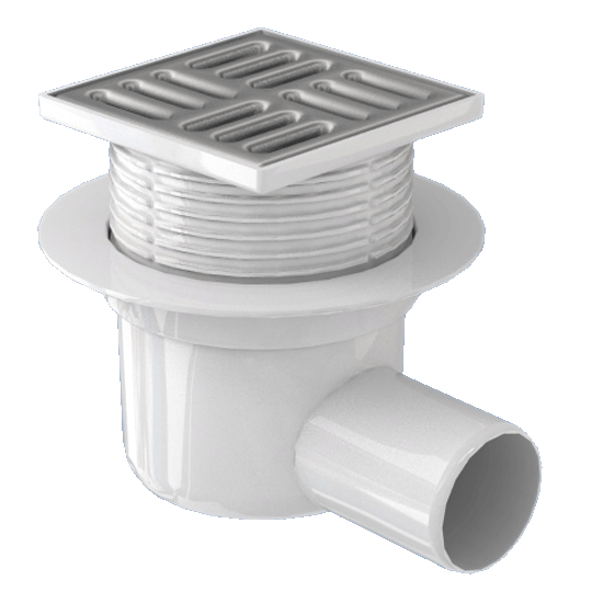 TQ5602 / Трап горизонтальный регулируемый d.50, реш.10х10мм нерж., сухой затвор, Ани Пласт