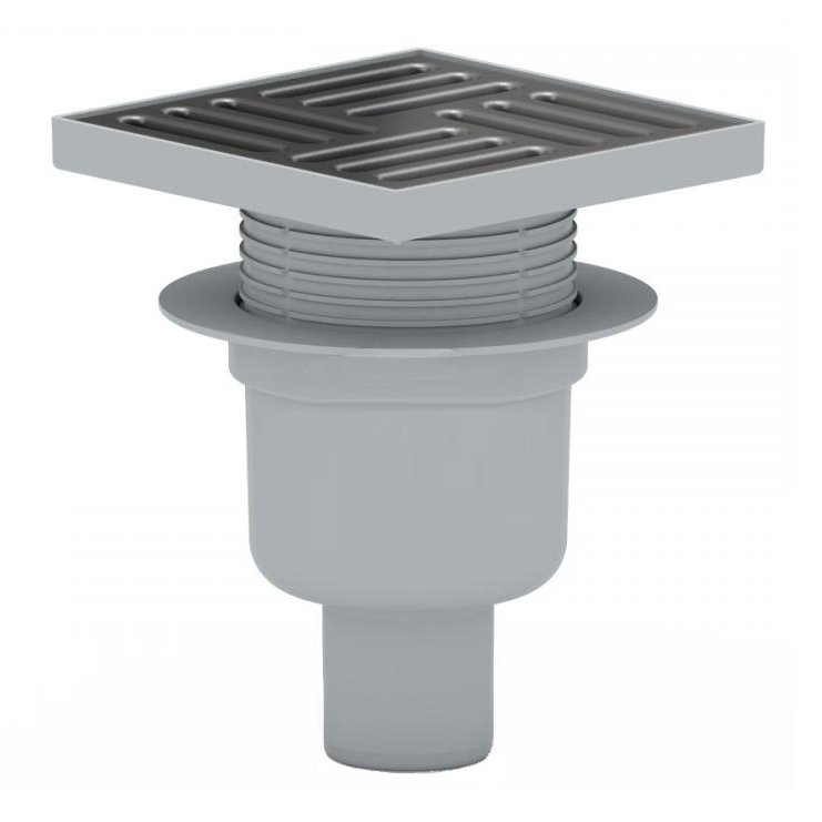 TQ5712 / Трап вертикальный регулируемый d.50, реш.15х15мм нерж., сухой затвор, Ани Пласт