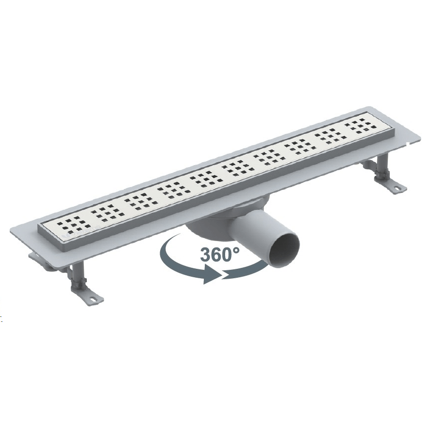 Трап для душа STARLINE BASE 40см с решеткой и опорами, с регулируемым на 360° отводом d 50mm, сух. затвор, VALTEMO