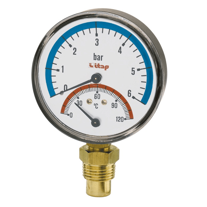 Термоманометр боковое подключение (радиальный) 1/2