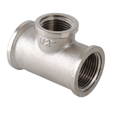 Тройник латунный никелированный 1