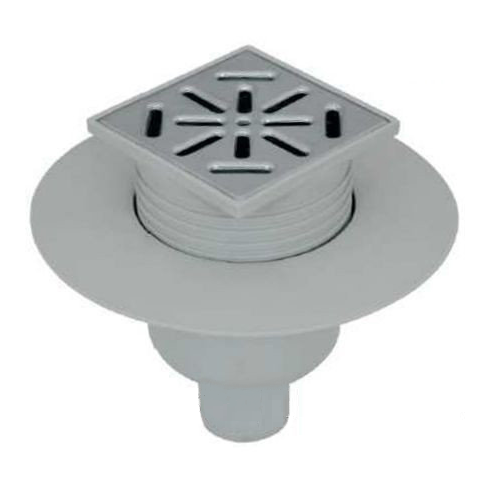 Трап 50 прямой канализационный AQUA AMBIENT STANDART с пласт. фланцем и мет. реш. 100мм х 100мм, Capricorn