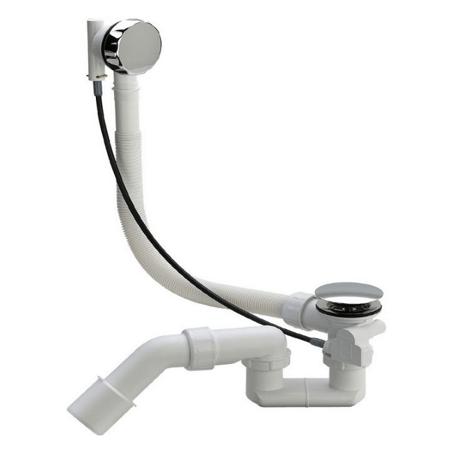 285357 / Сифон-автомат для ванны с гибкой трубой 40х50 хромированная розетка и клапан, VIEGA