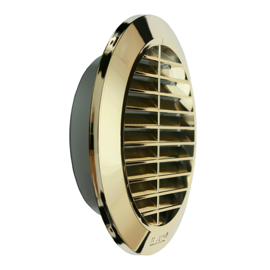 03504 / Круглая стеновая решетка d.100мм ЗОЛОТО + сетка + фланец, HARDI