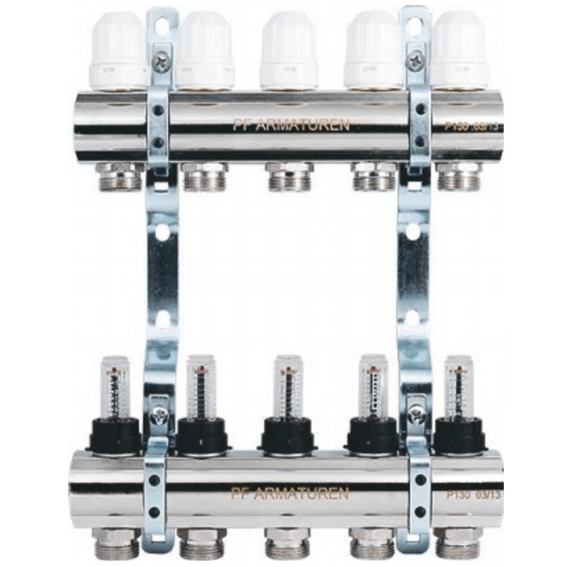 Коллекторная группа с расходомерами и регулировочными клапанами PROFACTOR на 5 выходов